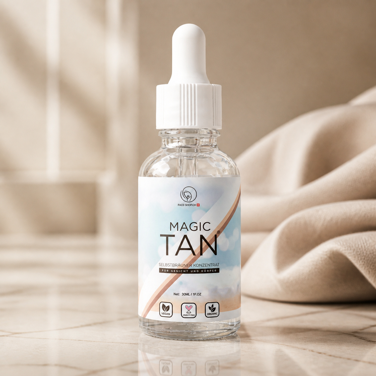 Bottle of Magic Tan® Tanmaxxing Drops for overnight sunkissed glow activation