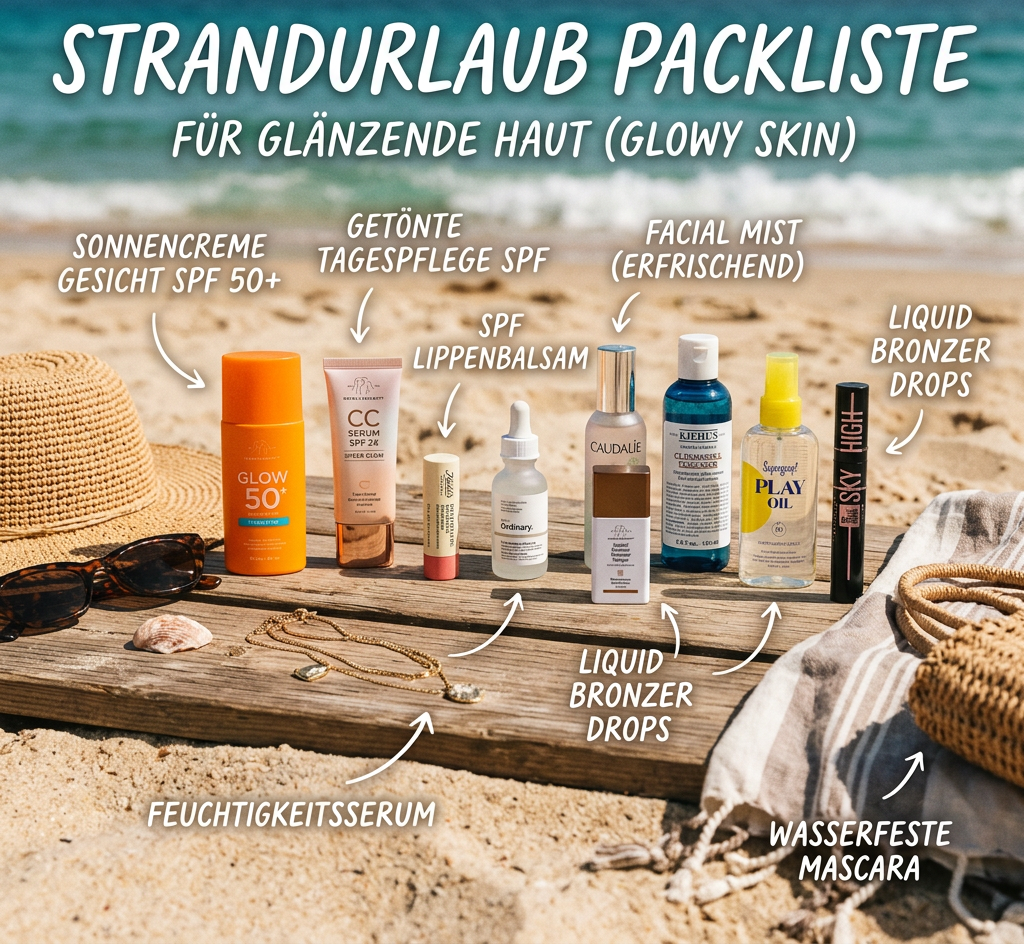 Die Perfekte Kosmetik Strandurlaub Packliste für Glänzende Haut