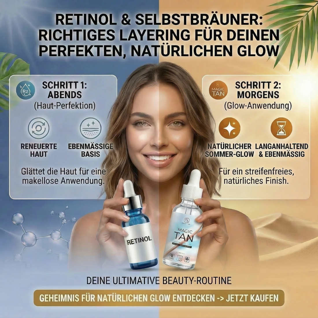 Richtiges Layering: Wie Retinol Selbstbräuner ergänzt