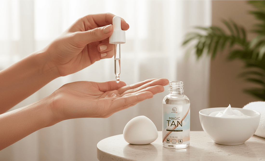 Bräunungstropfen fürs Gesicht: Selbstbräuner Drops Anwendung - Magic Tan®